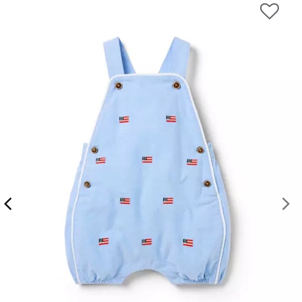 Janie & Jack 6-12M BABY EMBROIDERED FLAG OVERALL